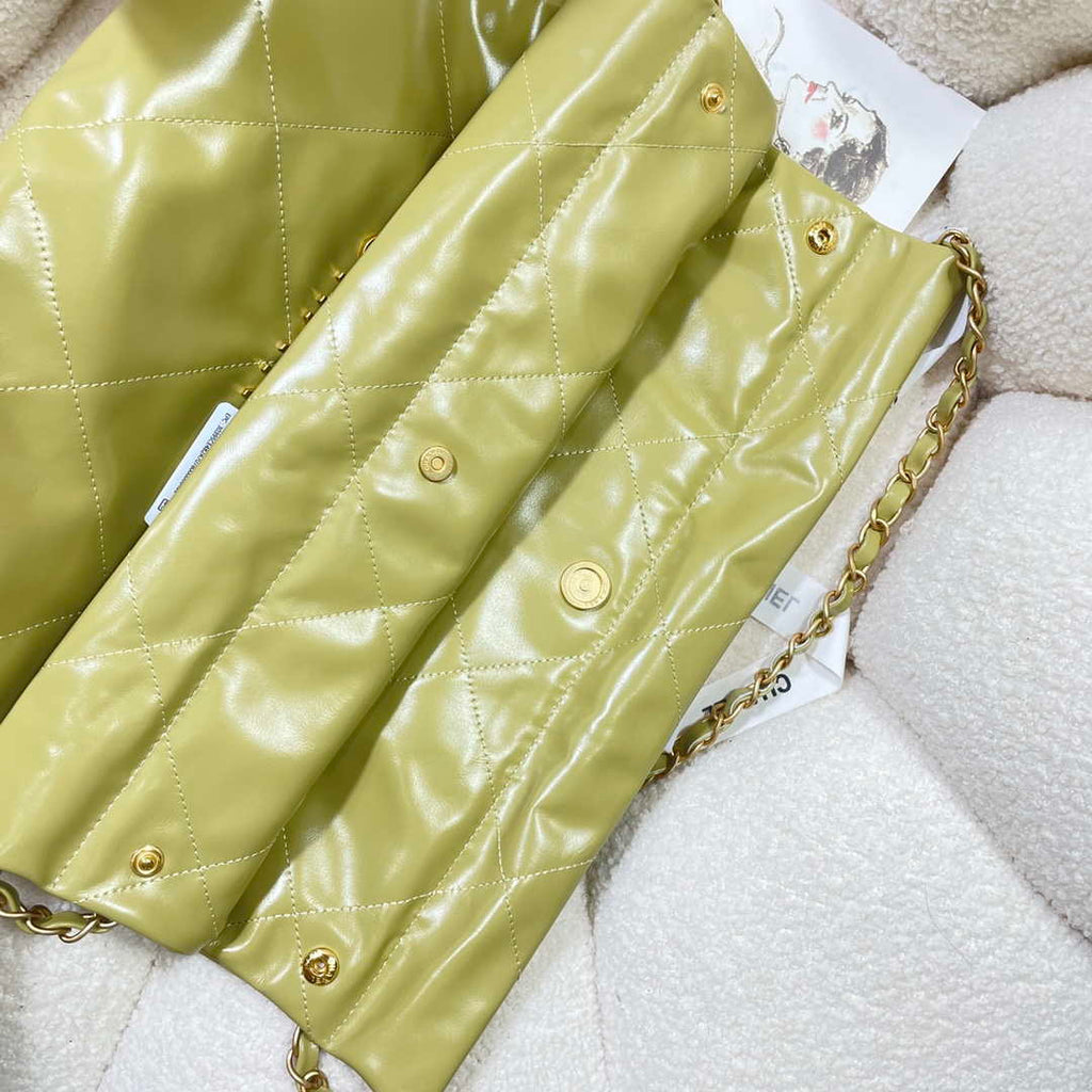 Chanel 22 Small Handbag Shiny Calfskin AS3260 Light Green