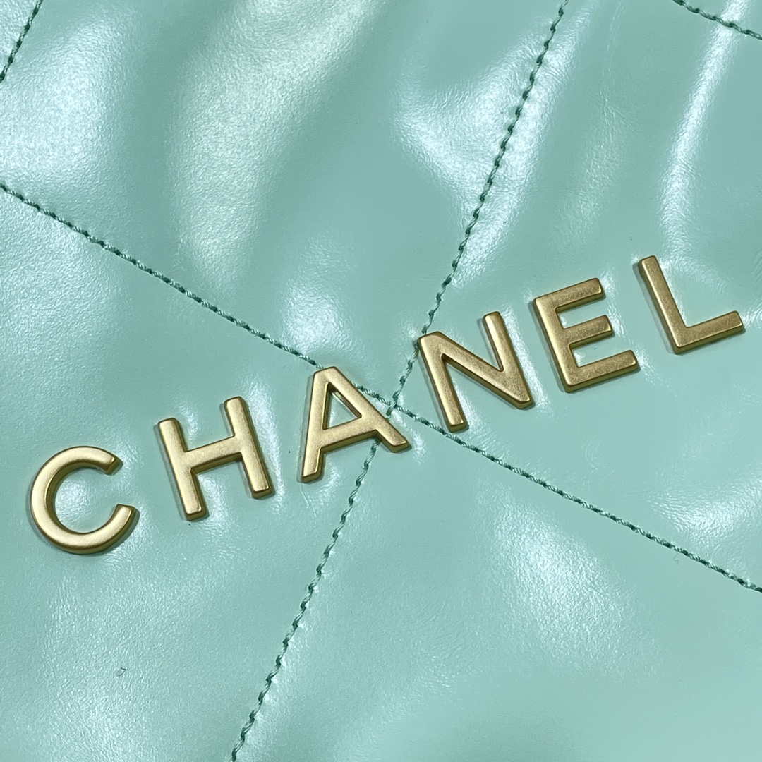 Chanel 22 Small Handbag Shiny Calfskin AS3260 Mint Green - Default Title - View 5