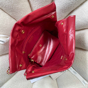 Chanel 22 Small Handbag Shiny Calfskin AS3260 Red - Default Title - View 7
