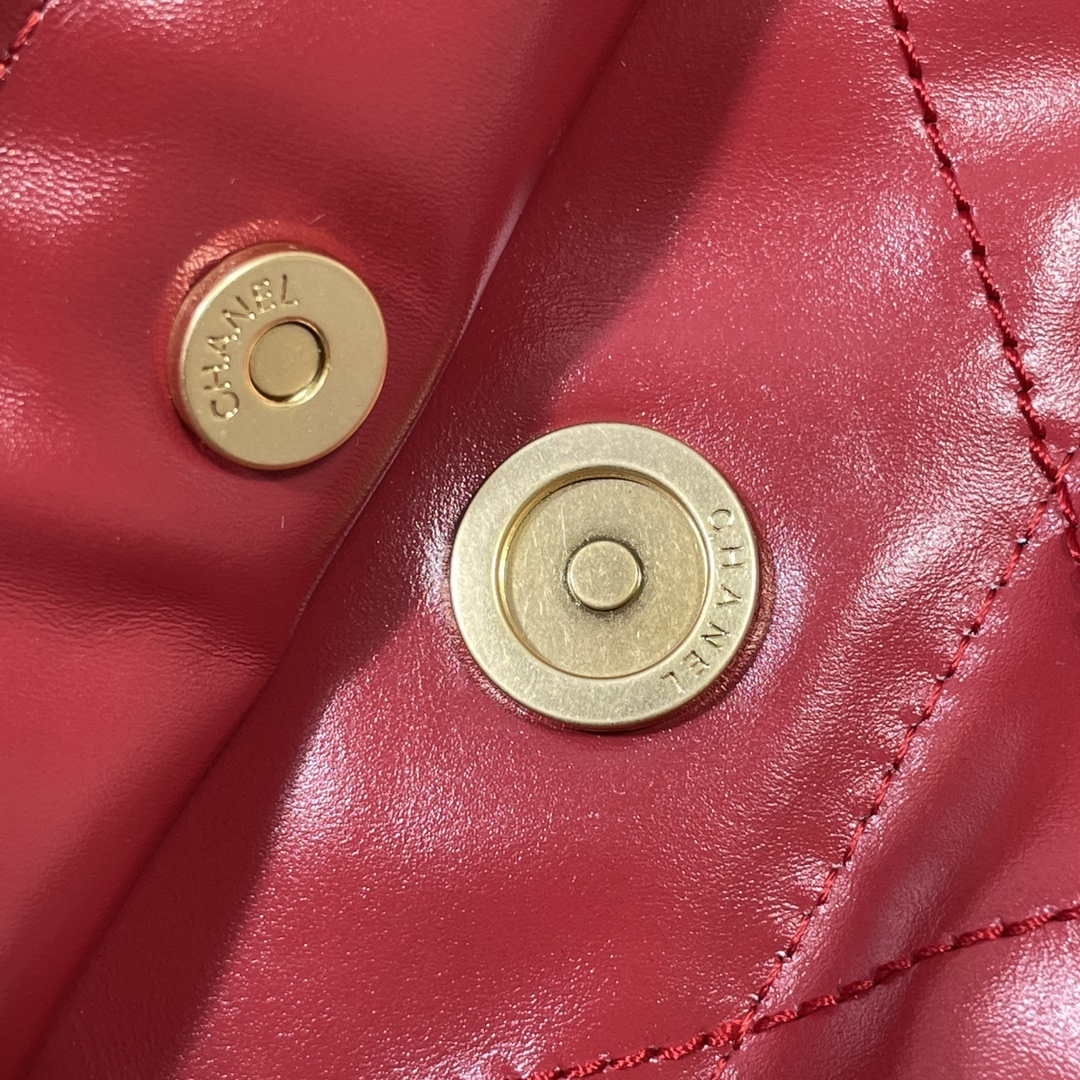 Chanel 22 Small Handbag Shiny Calfskin AS3260 Red - Default Title - View 9