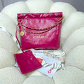 Chanel 22 Small Handbag Shiny Calfskin AS3260 Rose Red - Default Title - View 1