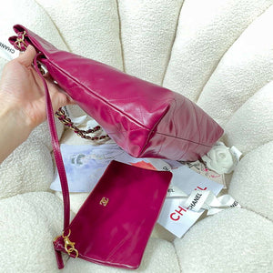 Chanel 22 Small Handbag Shiny Calfskin AS3260 Rose Red - Default Title - View 3