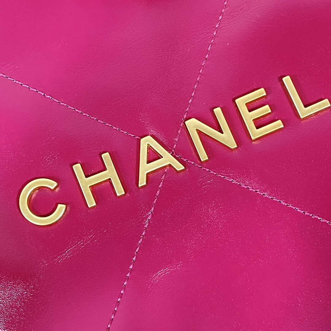 Chanel 22 Small Handbag Shiny Calfskin AS3260 Rose Red - Default Title - View 5