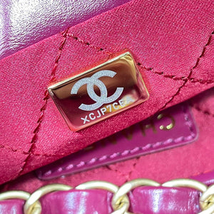 Chanel 22 Small Handbag Shiny Calfskin AS3260 Rose Red - Default Title - View 8
