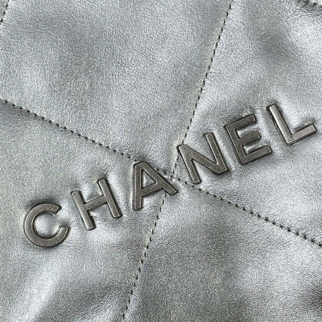 Chanel 22 Small Handbag Shiny Calfskin AS3260 Silver - Default Title - View 5
