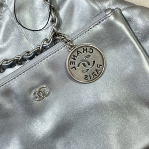 Chanel 22 Small Handbag Shiny Calfskin AS3260 Silver - Default Title - View 6