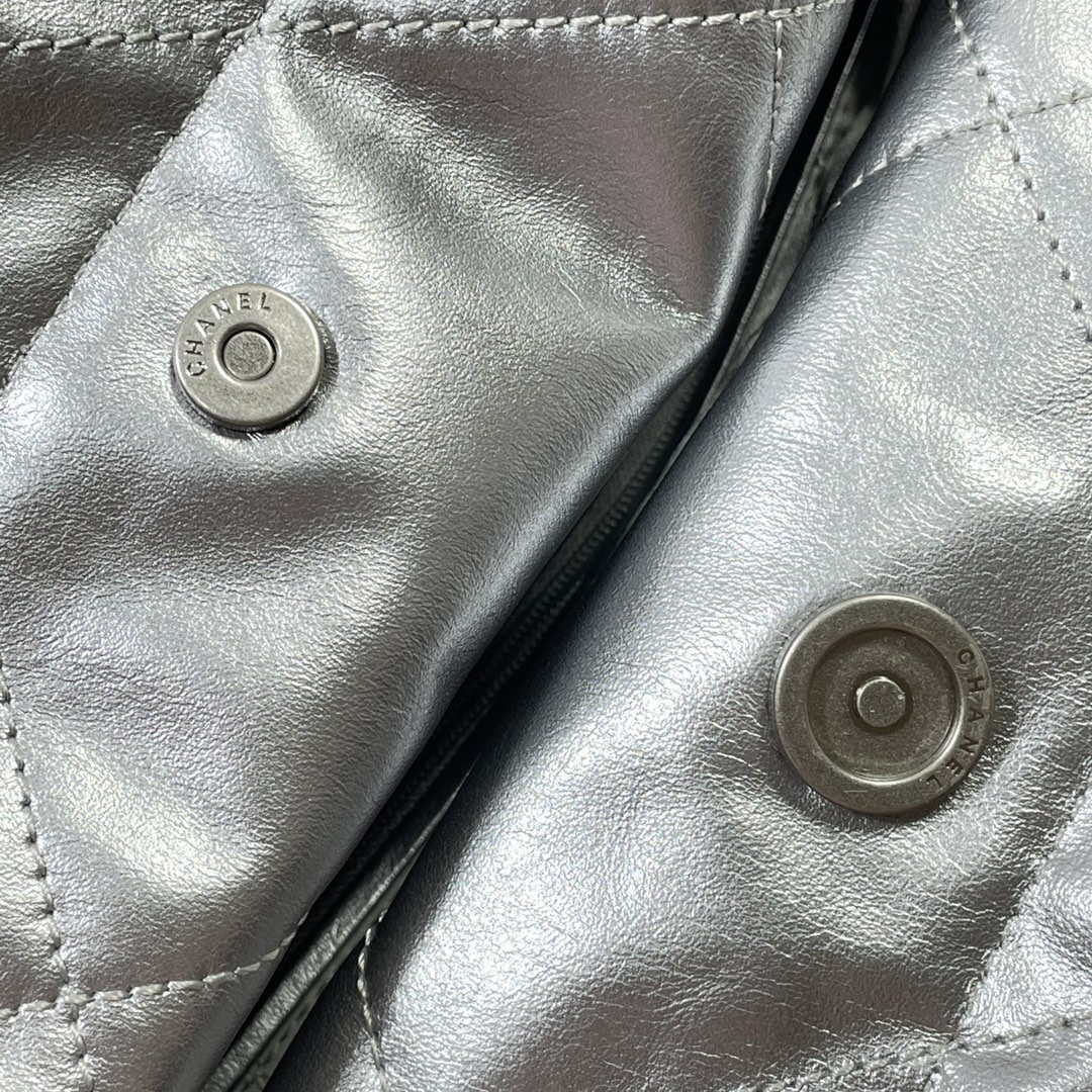 Chanel 22 Small Handbag Shiny Calfskin AS3260 Silver - Default Title - View 9