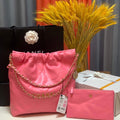 Chanel 22 Small Handbag Shiny Calfskin AS3260 Pink Gold - Default Title - View 1