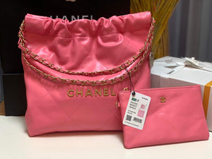 Chanel 22 Small Handbag Shiny Calfskin AS3260 Pink Gold - Default Title - View 2