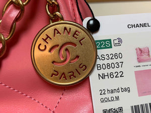 Chanel 22 Small Handbag Shiny Calfskin AS3260 Pink Gold - Default Title - View 3