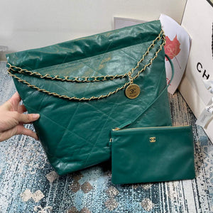 Chanel AS3260 22 Small Handbag Shiny Calfskin Green Gold - Default Title - View 4