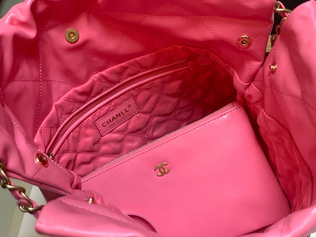 Chanel 22 Small Handbag Shiny Calfskin AS3260 Pink Gold - Default Title - View 7