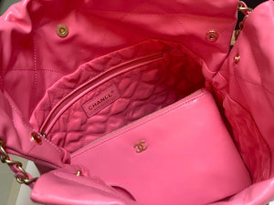 Chanel 22 Small Handbag Shiny Calfskin AS3260 Pink Gold - Default Title - View 7