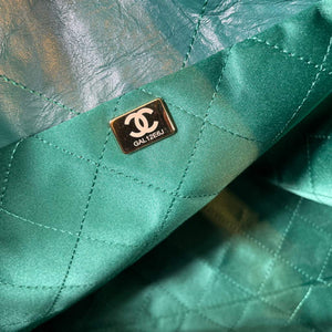 Chanel AS3260 22 Small Handbag Shiny Calfskin Green Gold - Default Title - View 9