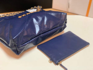 Chanel 22 Small Handbag Shiny Calfskin AS3260 Navy Blue Gold - Default Title - View 6