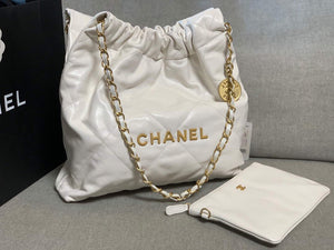 Chanel 22 Small Handbag Shiny Calfskin AS3260 White Gold - Default Title - View 2