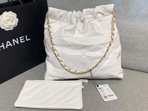 Chanel 22 Small Handbag Shiny Calfskin AS3260 White Gold - Default Title - View 5