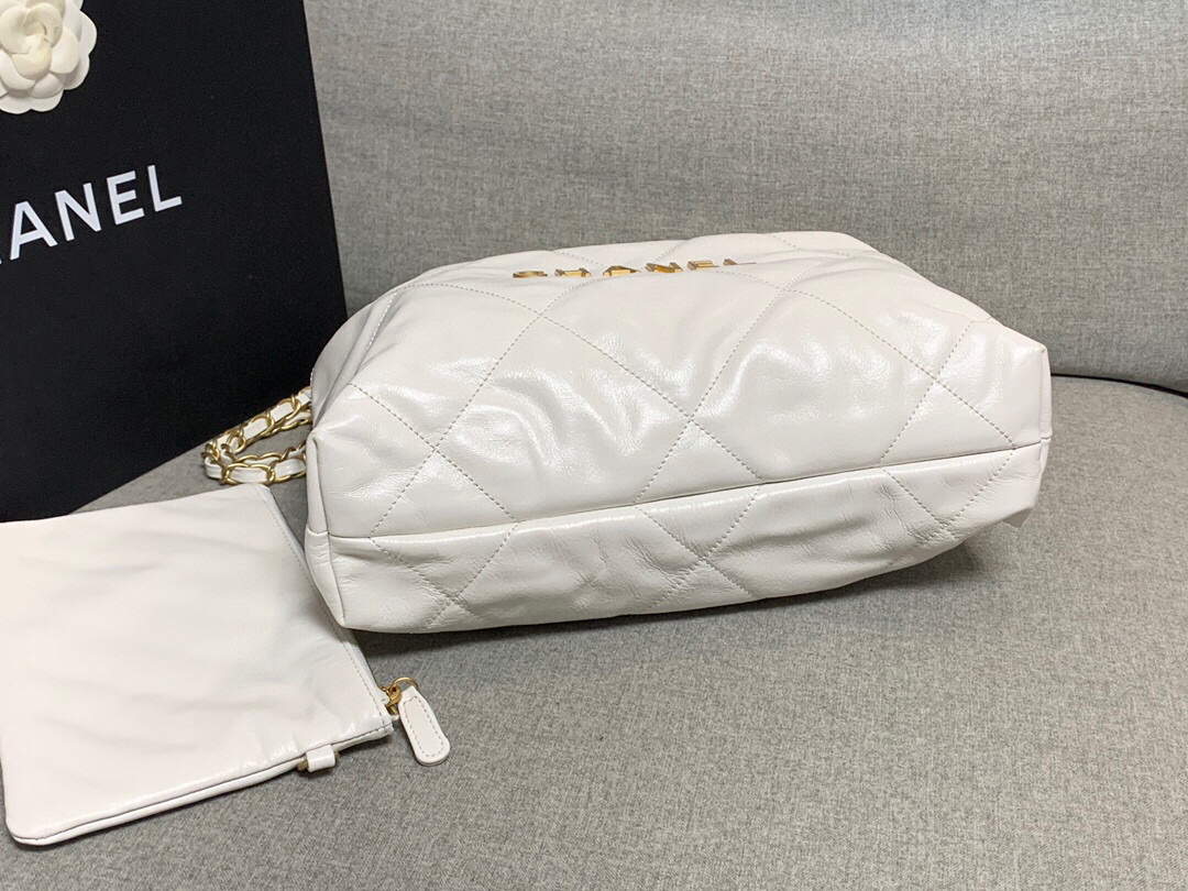 Chanel 22 Small Handbag Shiny Calfskin AS3260 White Gold - Default Title - View 7