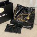 Chanel 22 Small Handbag Shiny Calfskin AS3260 Black Gold - Default Title - View 1