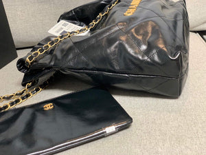 Chanel 22 Small Handbag Shiny Calfskin AS3260 Black Gold - Default Title - View 5