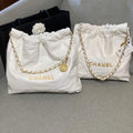 Chanel 22 Small Handbag Shiny Calfskin AS3260 White Gold - Default Title - View 1