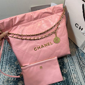 Chanel AS3260 22 Small Handbag Shiny Calfskin Light Pink Gold - Default Title - View 2