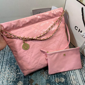 Chanel AS3260 22 Small Handbag Shiny Calfskin Light Pink Gold - Default Title - View 4