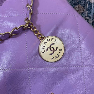 Chanel AS3260 22 Small Handbag Shiny Calfskin Purple Gold - Default Title - View 6