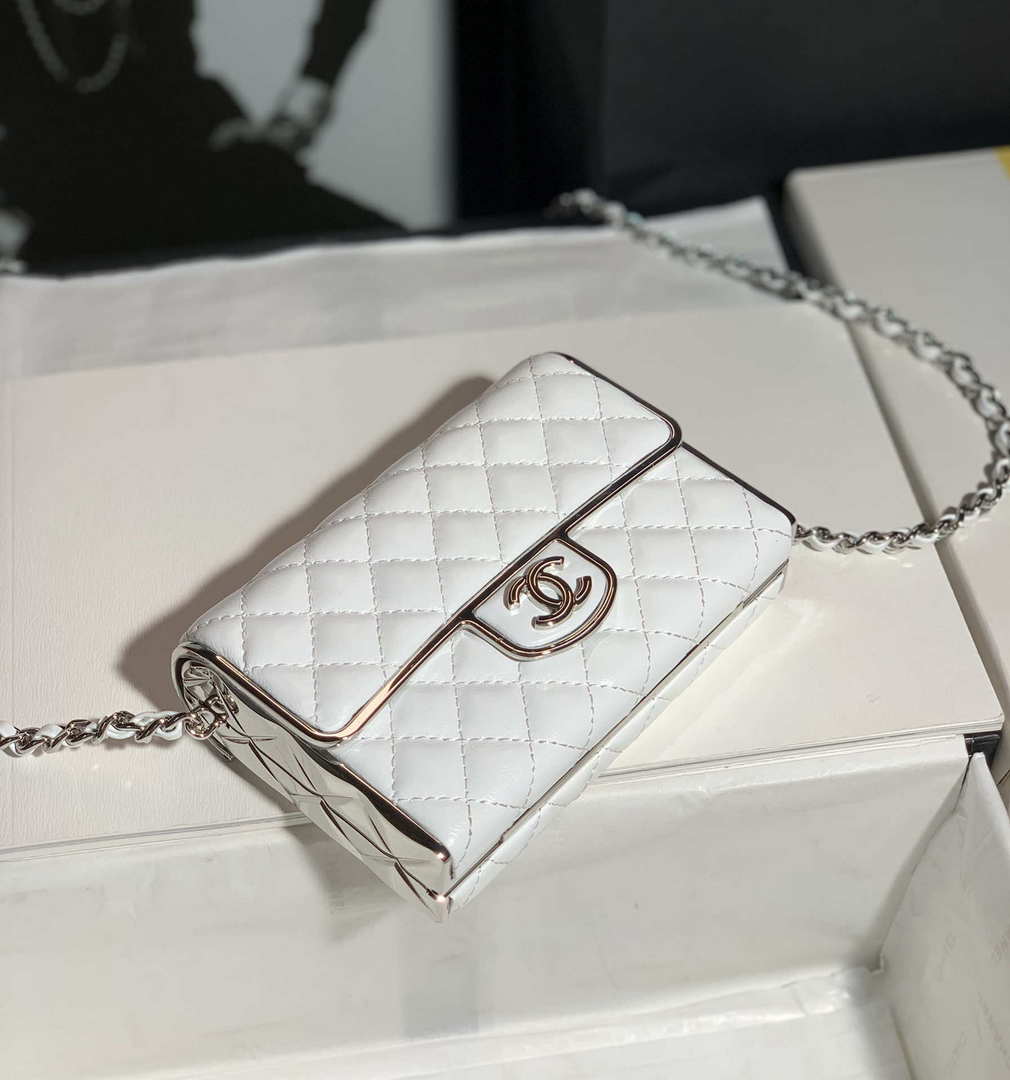 Chanel AS3308 Small Evening Bag 22A Limited Edition White Lambskin