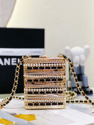 Chanel 22K Evening Bag With Pearls Black and Gold - Default Title - View 2