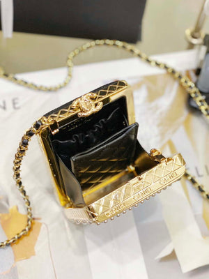 Chanel 22K Evening Bag With Pearls Black and Gold - Default Title - View 7
