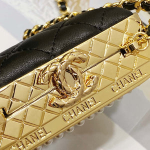 Chanel 22K Evening Bag With Pearls Black and Gold - Default Title - View 8