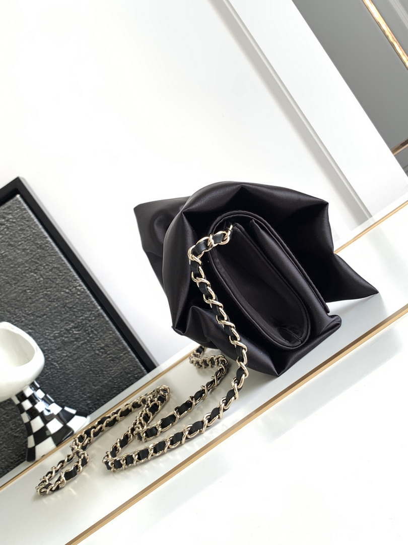 Chanel AS4098 23A Clutch satin bow evening bag Black - Default Title - View 2
