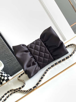 Chanel AS4098 23A Clutch satin bow evening bag Black - Default Title - View 3