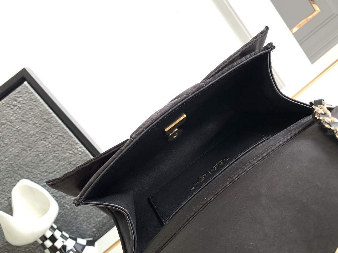 Chanel AS4098 23A Clutch satin bow evening bag Black - Default Title - View 8