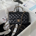 Chanel 23K AS2431 Mini flap Lambskin bag with top handle Black - Default Title - View 1