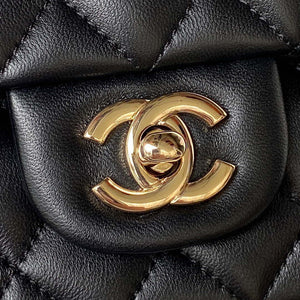 Chanel 23K AS2431 Mini flap Lambskin bag with top handle Black - Default Title - View 3
