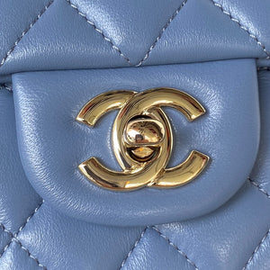 Chanel 23K AS2431 Mini flap Lambskin bag with top handle Blue - Default Title - View 3