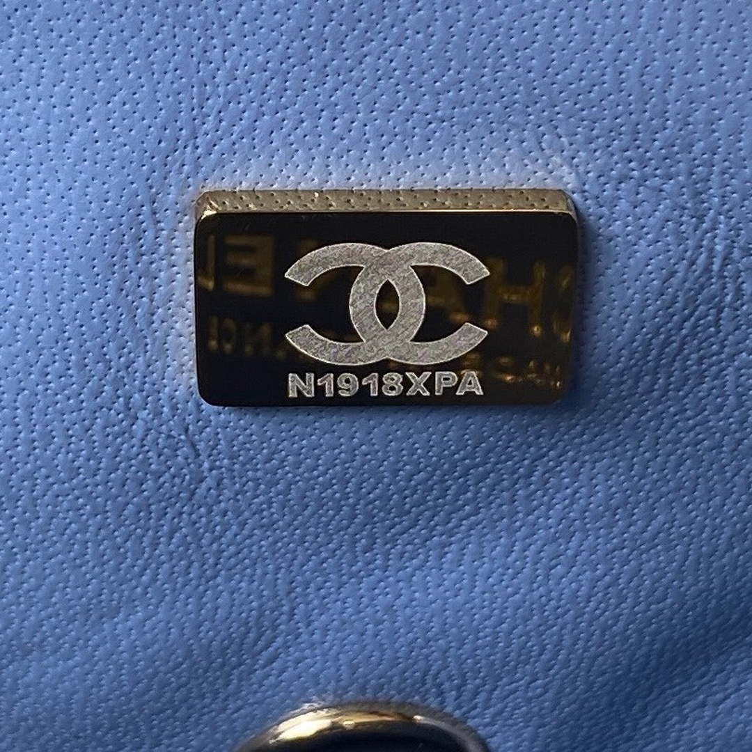 Chanel 23K AS2431 Mini flap Lambskin bag with top handle Blue - Default Title - View 8