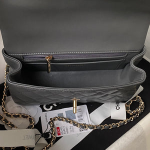 Chanel 23K AS2431 Mini flap Lambskin bag with top handle Gray - Default Title - View 7