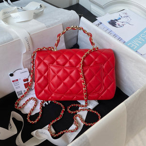 Chanel 23K AS2431 Mini flap Lambskin bag with top handle Red - Default Title - View 2