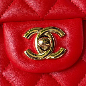 Chanel 23K AS2431 Mini flap Lambskin bag with top handle Red - Default Title - View 3