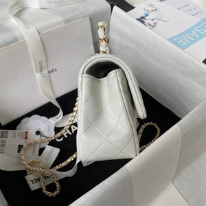 Chanel 23K AS2431 Mini flap Lambskin bag with top handle Whtie - Default Title - View 5