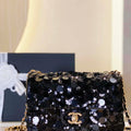 Chanel 23P limited edition new classic CF sequin bag Black - Default Title - View 1