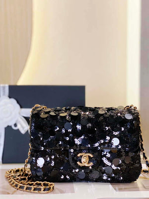 Chanel 23P limited edition new classic CF sequin bag Black - Default Title - View 1