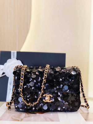 Chanel 23P limited edition new classic CF sequin bag Black - Default Title - View 2