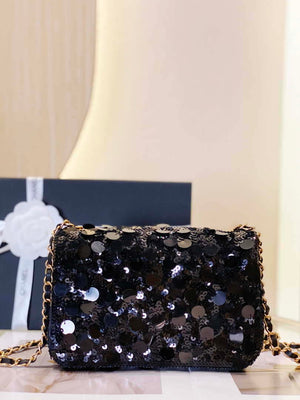 Chanel 23P limited edition new classic CF sequin bag Black - Default Title - View 4