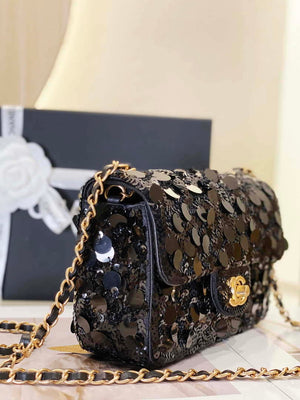 Chanel 23P limited edition new classic CF sequin bag Black - Default Title - View 5