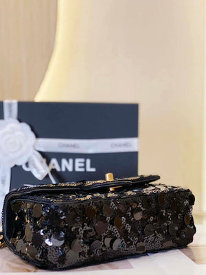 Chanel 23P limited edition new classic CF sequin bag Black - Default Title - View 6