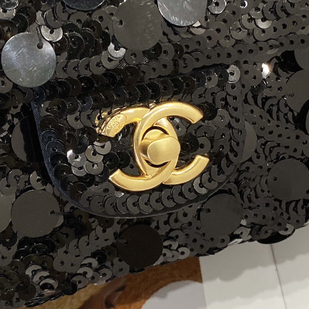 Chanel 23P limited edition new classic CF sequin bag Black - Default Title - View 8